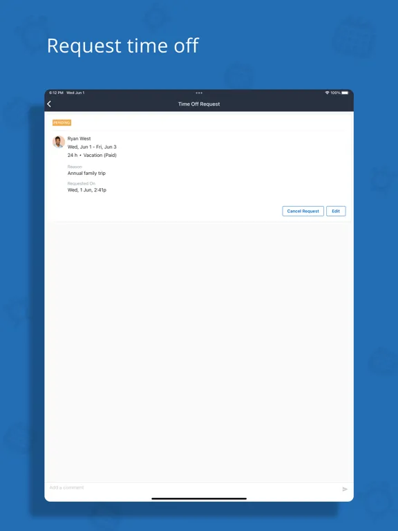Tangkapan layar Zoho Shifts iPad 