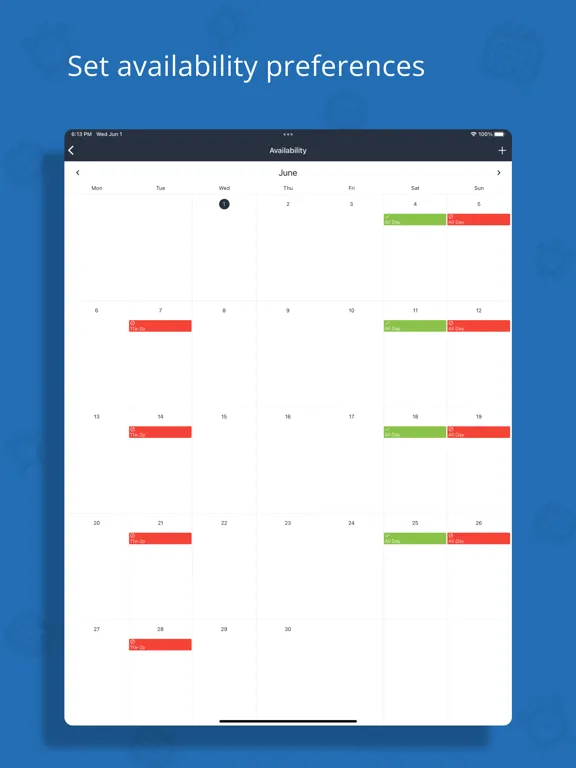 Tangkapan layar Zoho Shifts iPad 