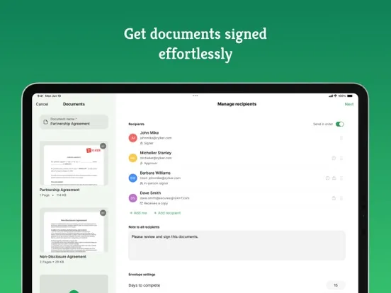 E-signature app - Zoho Sign iPad  스크린샷