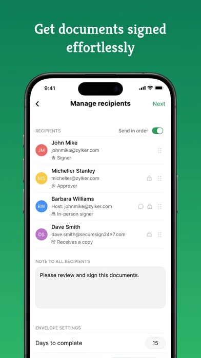 E-signature app - Zoho Sign 스크린샷