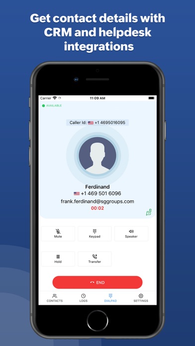 Tangkapan layar ZDialer by Zoho Voice