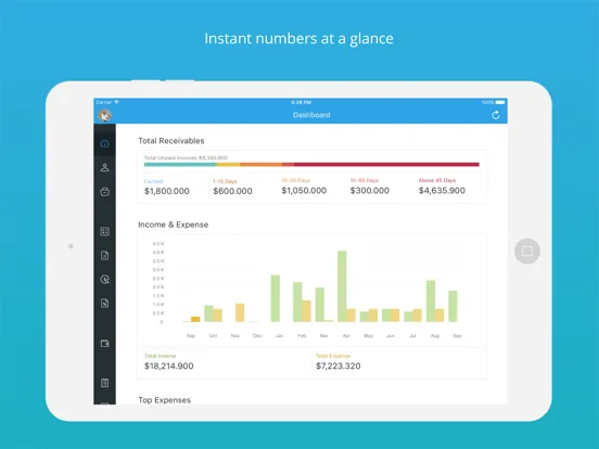 Ảnh chụp màn hình của Zoho Invoice Maker App iPad 