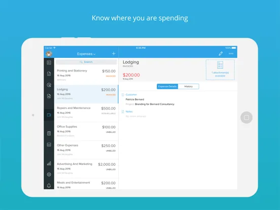 Ảnh chụp màn hình của Zoho Invoice Maker App iPad 
