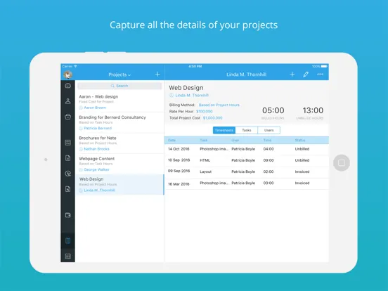 Ảnh chụp màn hình của Zoho Invoice Maker App iPad 