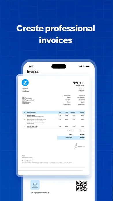 Ảnh chụp màn hình của Zoho Invoice Maker App