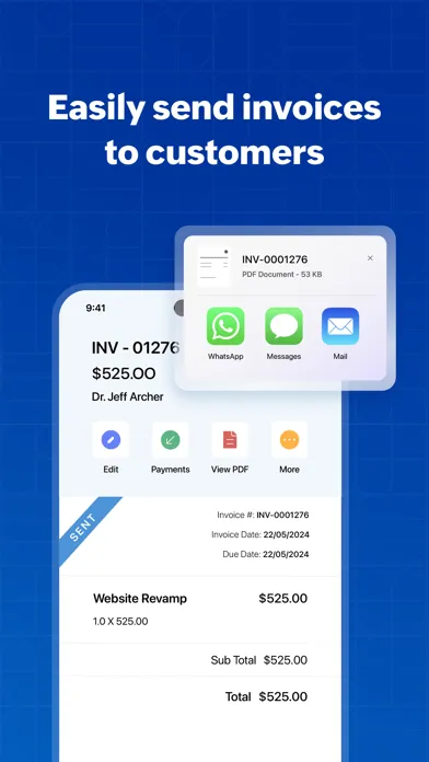 Ảnh chụp màn hình của Zoho Invoice Maker App