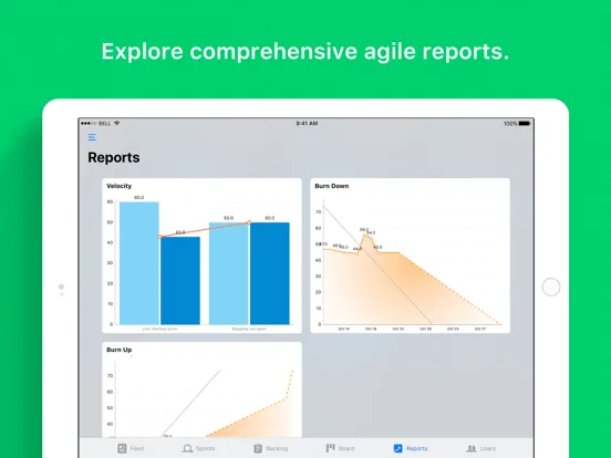Tangkapan skrin Zoho Sprints iPad 