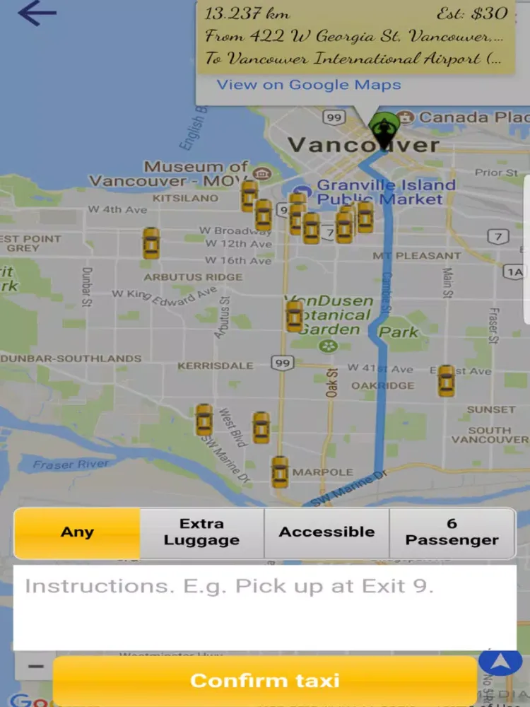 Yellow Cab Taxi Vancouver iPad  स्क्रीनशॉट