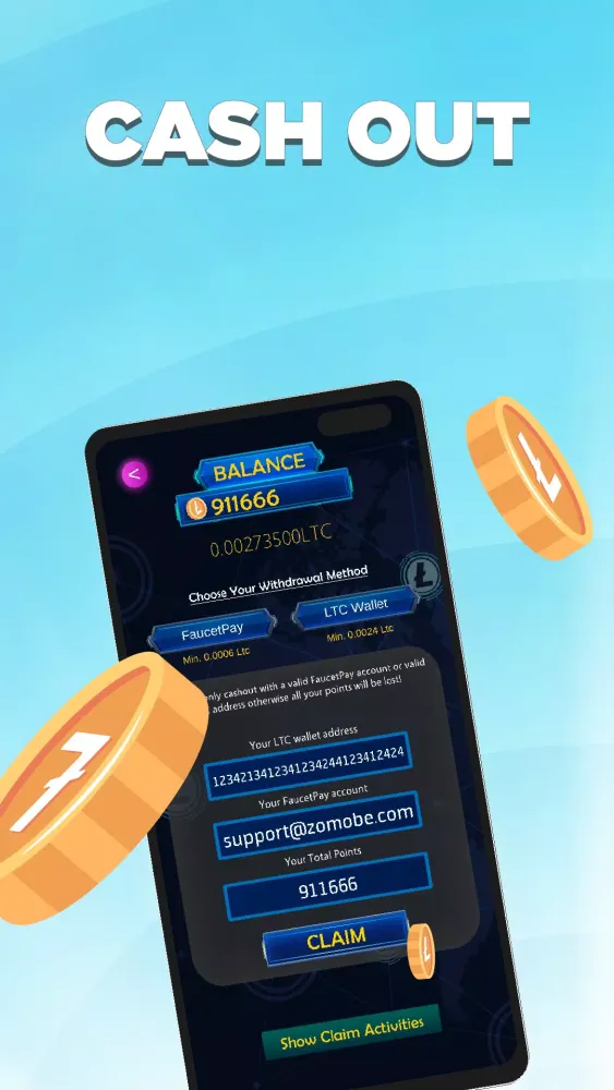 Captures d'écran de Crypto Flip Litecoin Giveaway