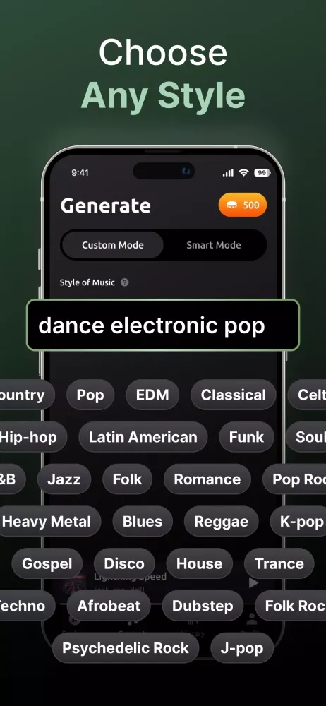 Capturas de pantalla de AI Song & Music Generator Zona