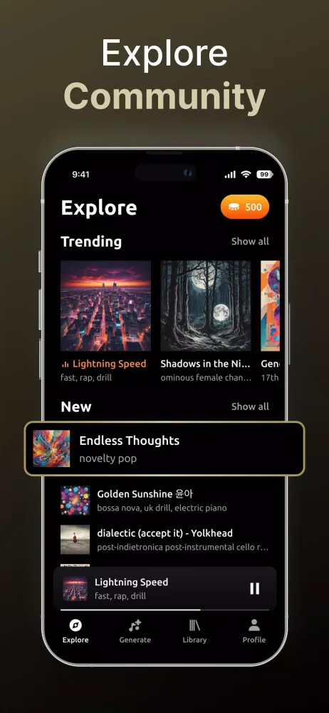 Capturas de pantalla de AI Song & Music Generator Zona