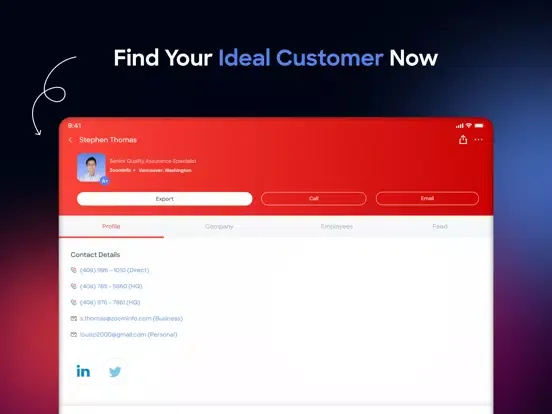 ZoomInfo iPad  Screenshots