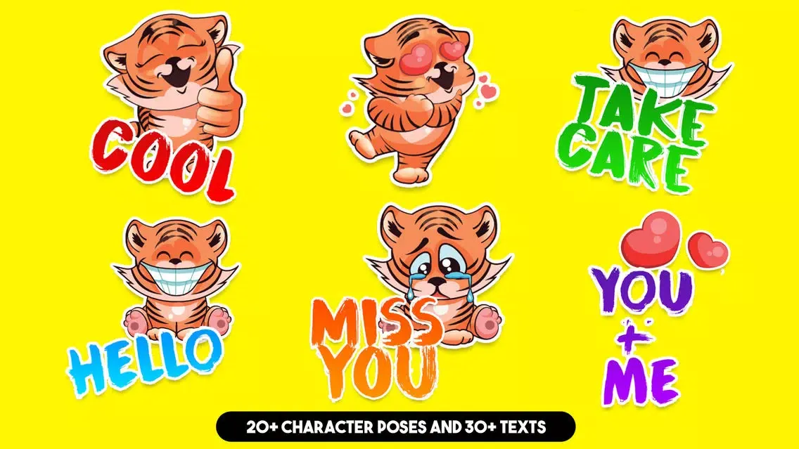 Cute Tiger Sticker Pack! سکرین شاٹس