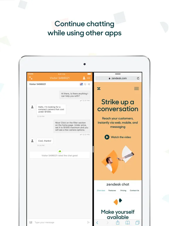 Captures d'écran de Zendesk Chat iPad 