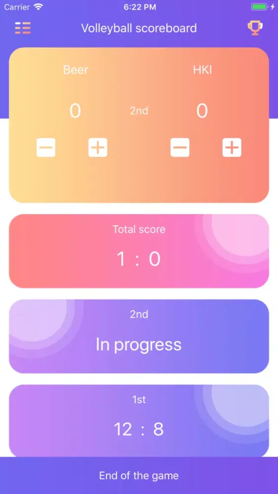 Volleyball Scoreboard Screenshots