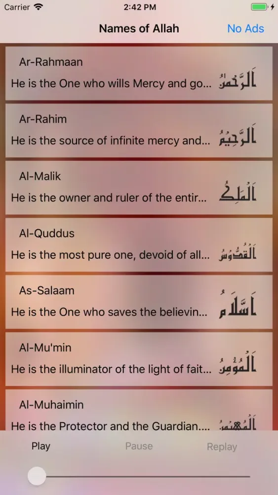 Tangkapan layar 99 Names Allah (Asma ul Husna)