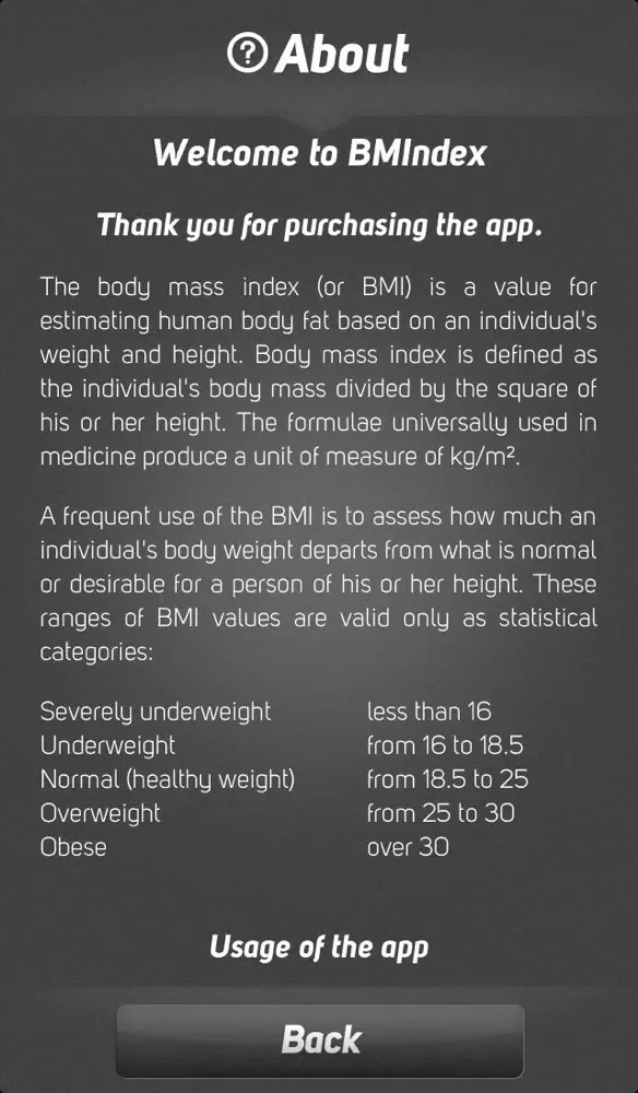 Capturas de tela do BMIndex - Calculate your BMI and share with others