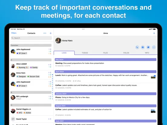 Contacts Journal CRM iPad  سکرین شاٹس