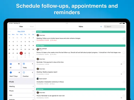 Contacts Journal CRM iPad  سکرین شاٹس