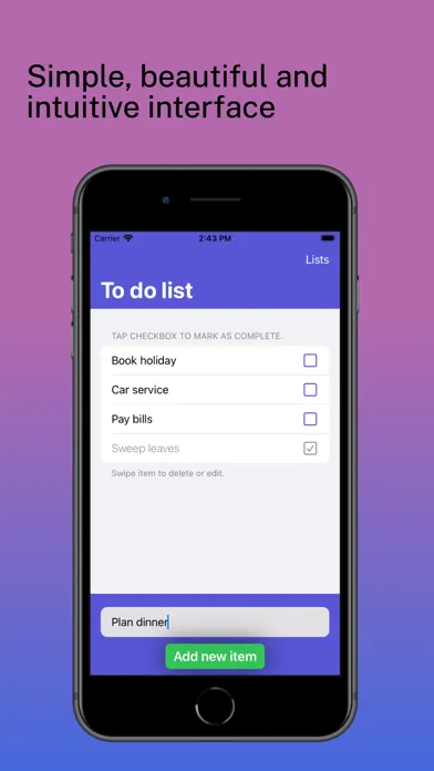 SimpList app Screenshots