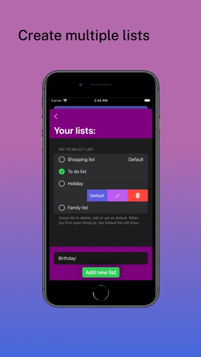 SimpList app Screenshots