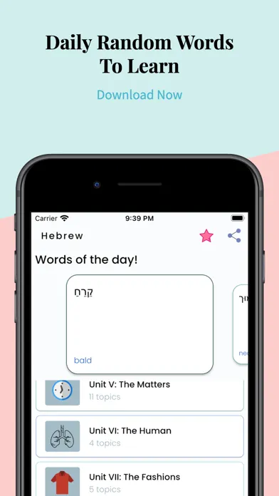 Capturas de tela do Learn Hebrew Language Easily