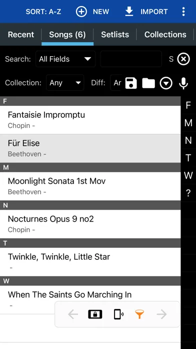 Ảnh chụp màn hình của MobileSheets for iPad