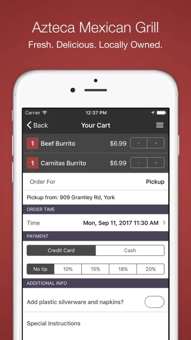Azteca Mexican Grill - Order Screenshots