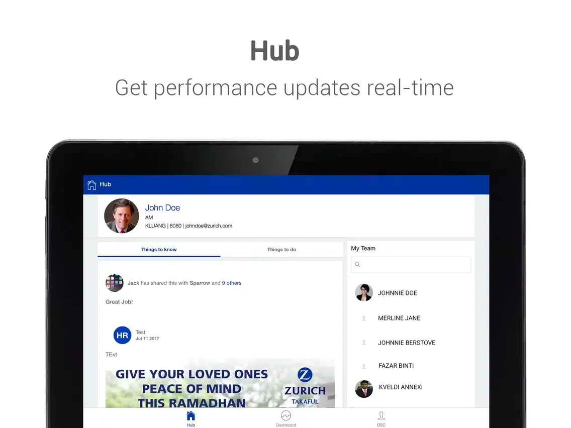 Ảnh chụp màn hình của Zurich iManage iPad 