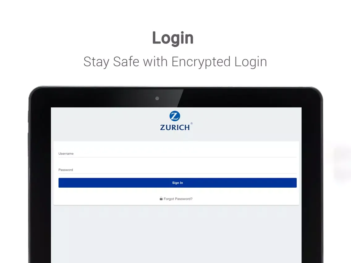 Ảnh chụp màn hình của Zurich iManage iPad 
