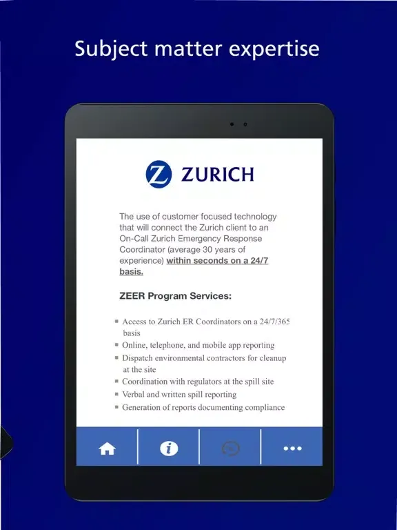 Capturas de pantalla de Zurich Spill Reporting iPad 
