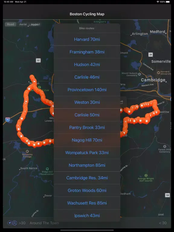 Capturas de pantalla de Boston Cycling Map iPad 