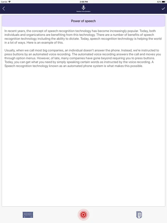 Tangkapan layar Dictation App iPad 