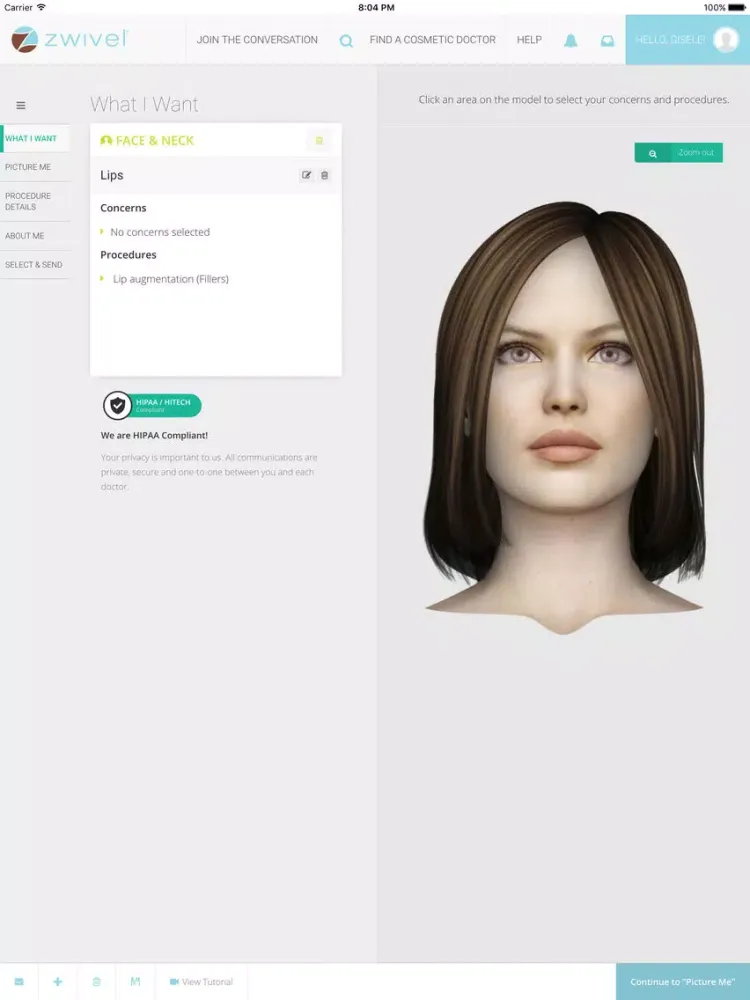Zwivel Online Cosmetic Consultations iPad  स्क्रीनशॉट