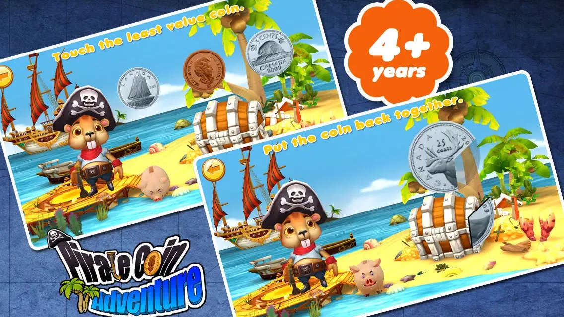 Pirate coin adventure preschool match(cad)free 스크린샷