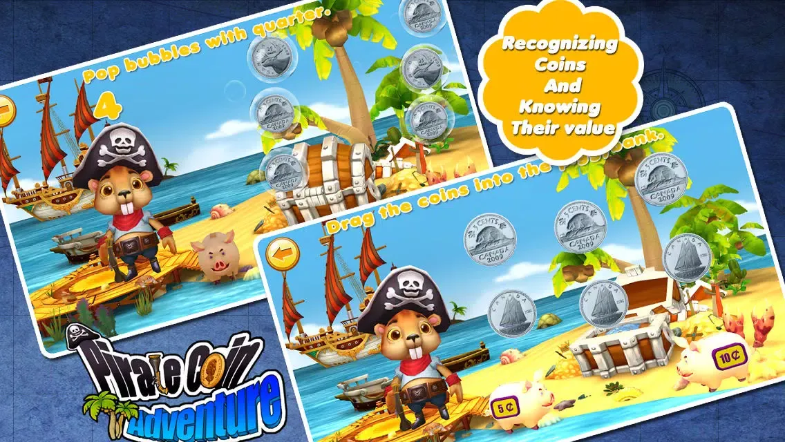 Pirate coin adventure preschool match(cad)free 스크린샷