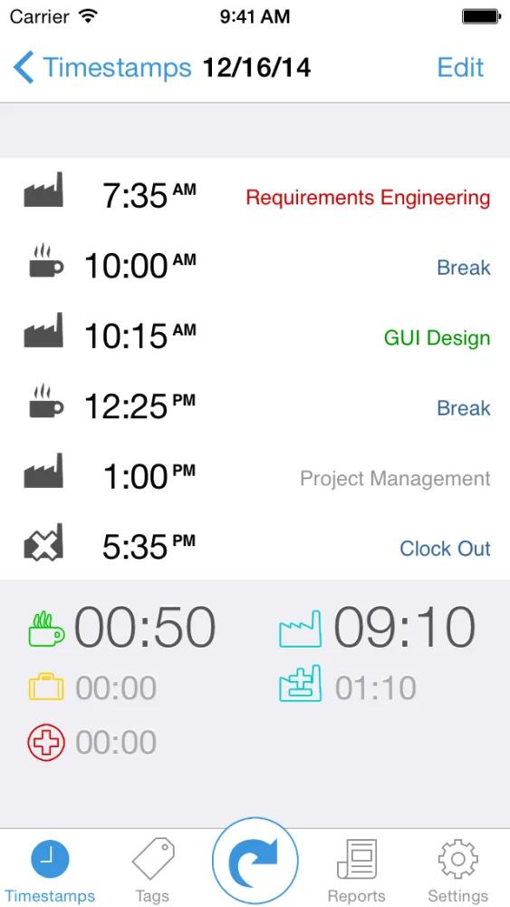TimeStamps - Time Recording with Ease স্ক্রিনশট