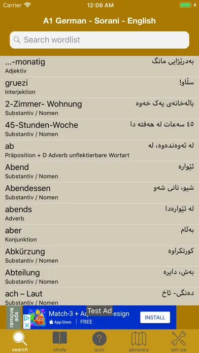 Capturas de pantalla de Sorani Deutsch Vokabeln A1