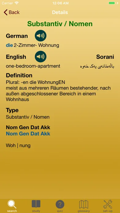 Capturas de pantalla de Sorani Deutsch Vokabeln A1