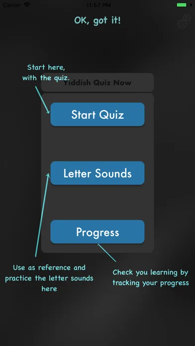 Tangkapan skrin Yiddish Quiz Now