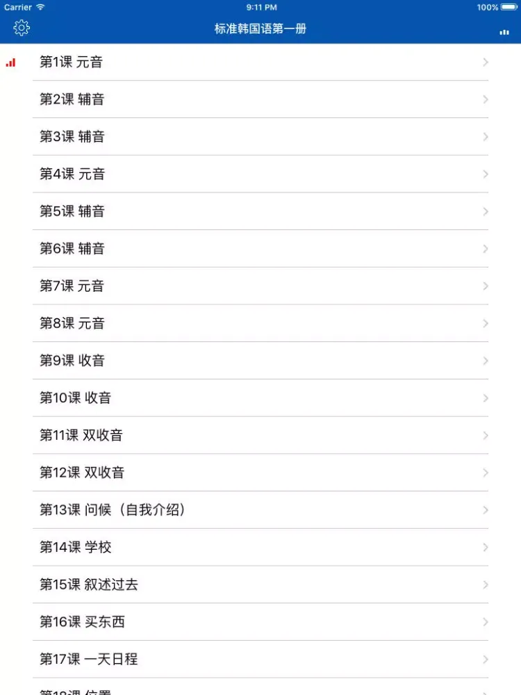 Ảnh chụp màn hình của 标准韩国语 第一册-韩国语发音,韩国语入门 iPad 