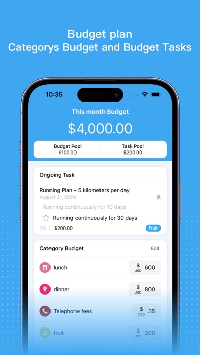 Capturas de tela do iFrugal-budget&expense track