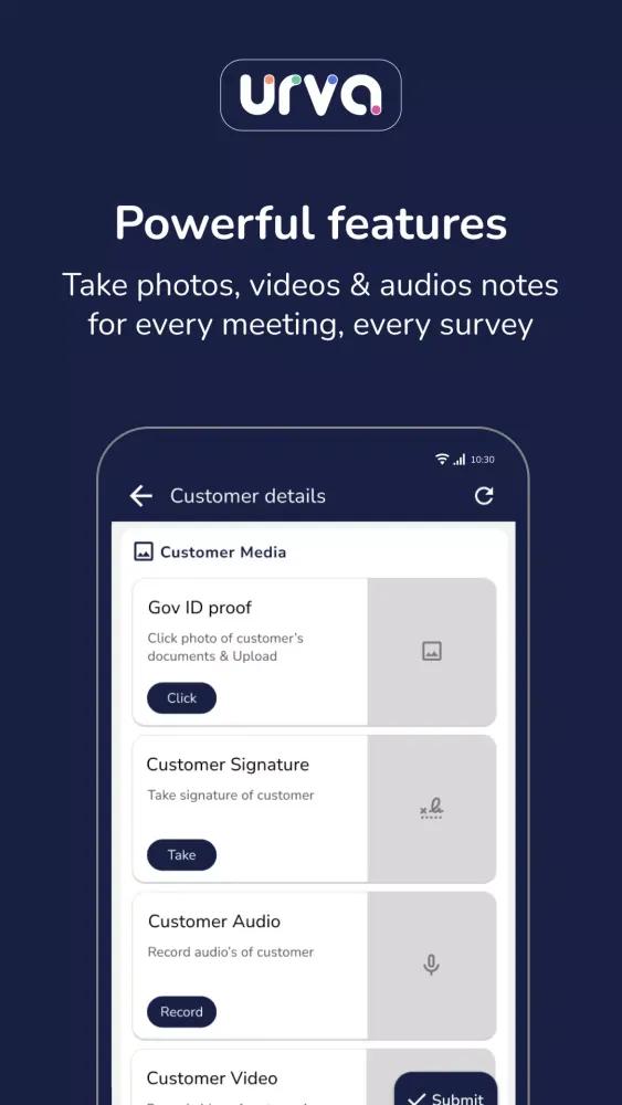 URVA・Trusted Field Force App Screenshots