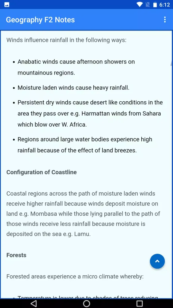 Captures d'écran de Geography form 2 notes