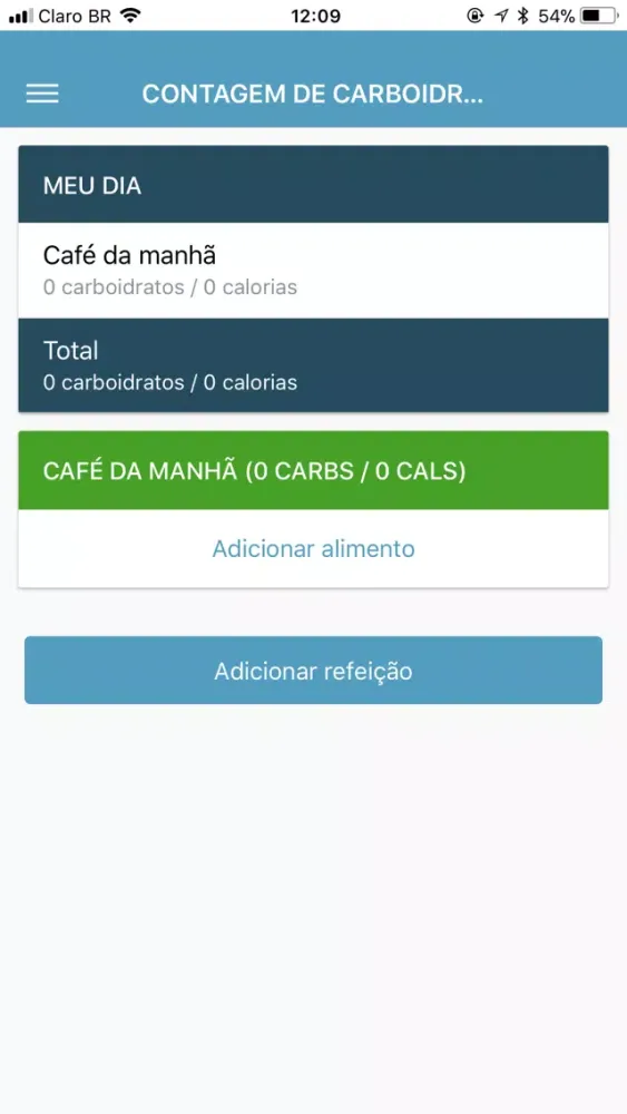 Tangkapan layar Contagem de carboidratos