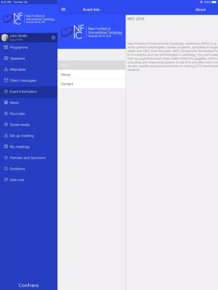 Capturas de tela do NFIC 2018 iPad 