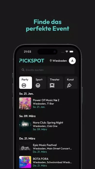 Tangkapan layar PickSpot - Events entdecken