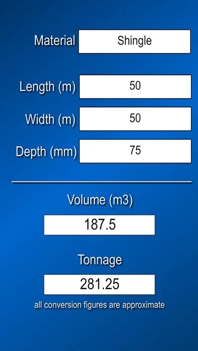Screenshot di Tonnage Calculator