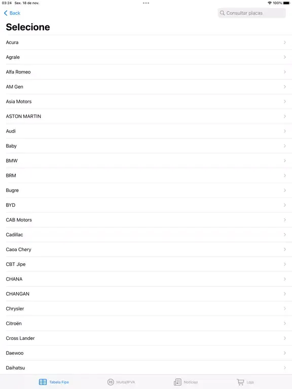 Capturas de tela do Fipe: Tabela Fipe Brasil 2022 iPad 