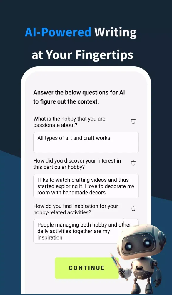 R10w: AI Writing Assistant Screenshots